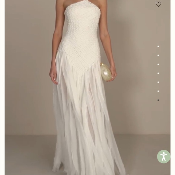 cult gaia Dresses & Skirts - cult gaia Strapless White Maxi Dress with Fringed Skirt